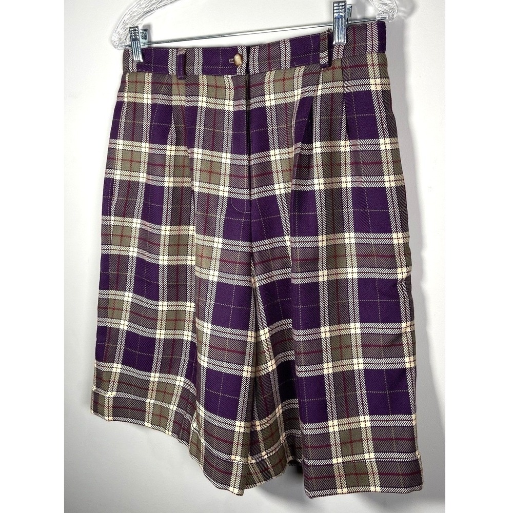 Vintage Talbots Plaid Wool Culotte Shorts Womens 14 High Rise Lined